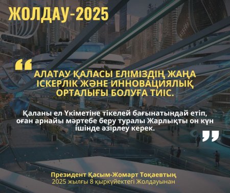 АЛАТАУ ҚАЛАСЫ – ЖАҢА ІСКЕРЛІК ЖӘНЕ ИННОВАЦИЯЛЫҚ ОРТАЛЫҚ